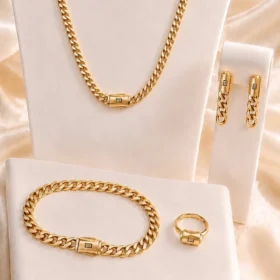 Monaco Gold-Plated Necklace, Bracelet & Earrings Set for Women