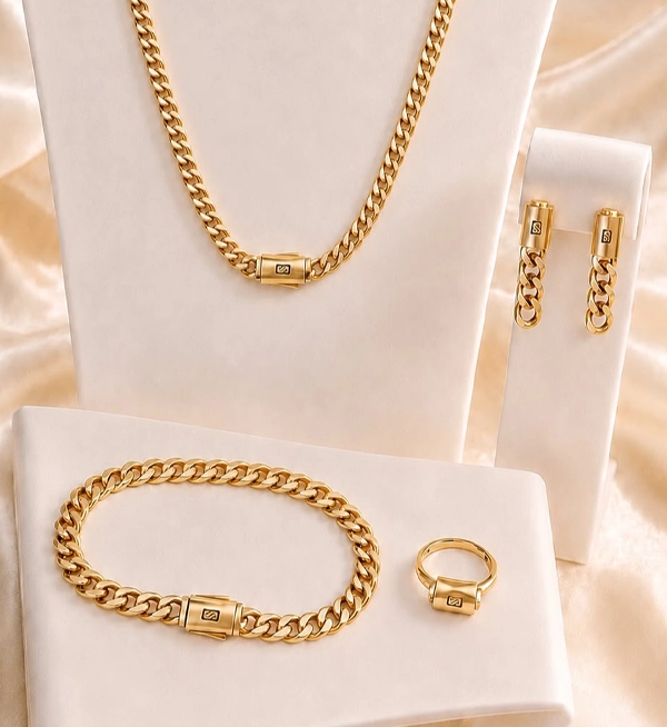 Monaco Gold-Plated Necklace, Bracelet & Earrings Set for Women