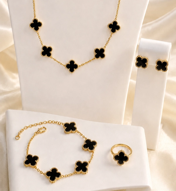 Black VCA Gold-Plated 4-Piece Jewelry Set for Women